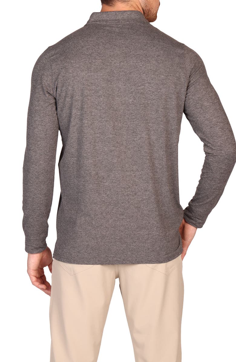 TailorByrd Brushed Mélange Long Sleeve Polo, Alternate, color, Charcoal Heather