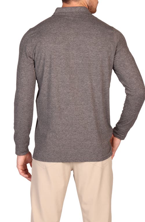Tailorbyrd Brushed Mélange Long Sleeve Polo In Gray