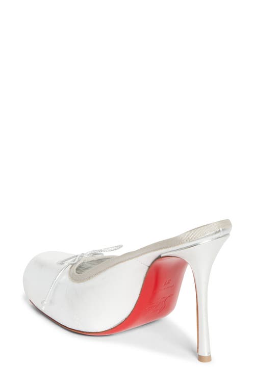 Christian Louboutin Cassia Square Toe Mule Pump In Silver