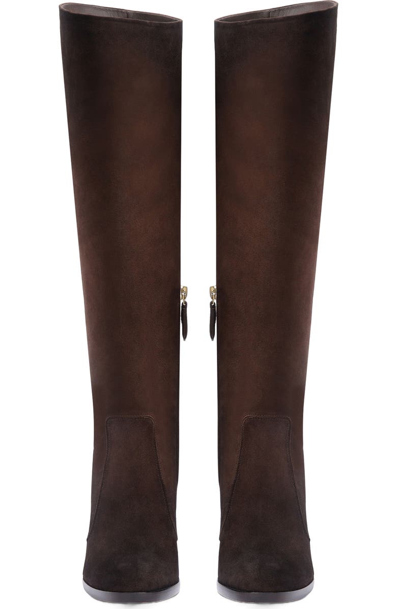 Santoni Women's suede high-heel boot, Alternate, color, Brown