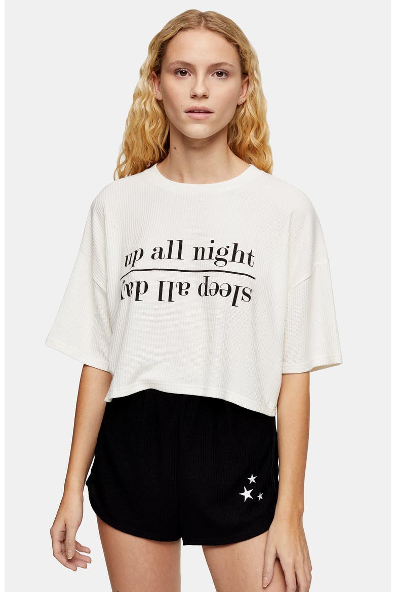 Up All Night Thermal Short Pajamas, Alternate, color, OATMEAL MULTI