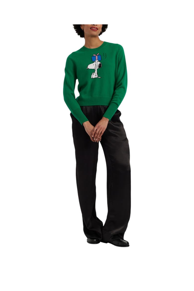 Wool-cashmere Snoopy's Gift Sweater, Alternate, color, Green