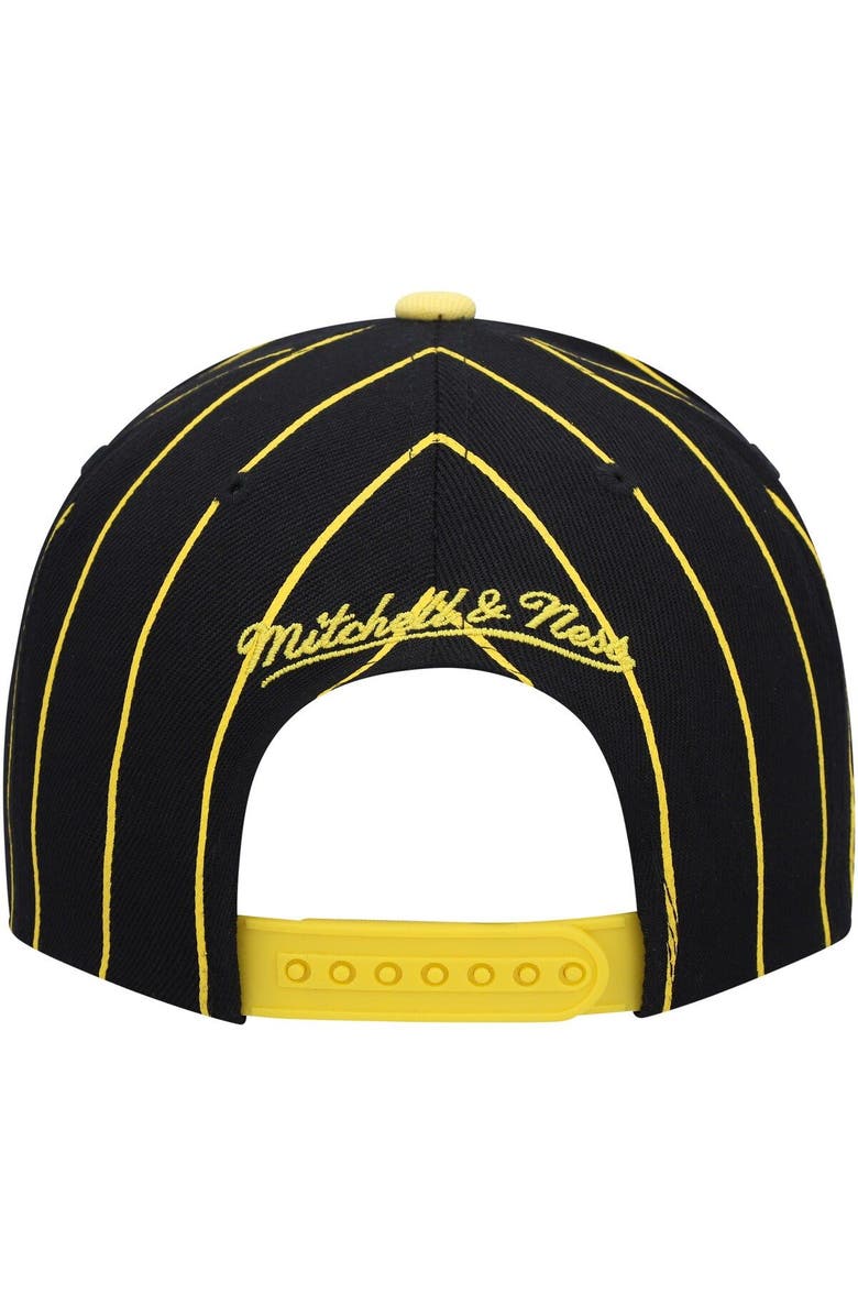 Mitchell & Ness Men's Mitchell & Ness Black Iowa Hawkeyes Team Pinstripe Snapback Hat, Alternate, color, Black