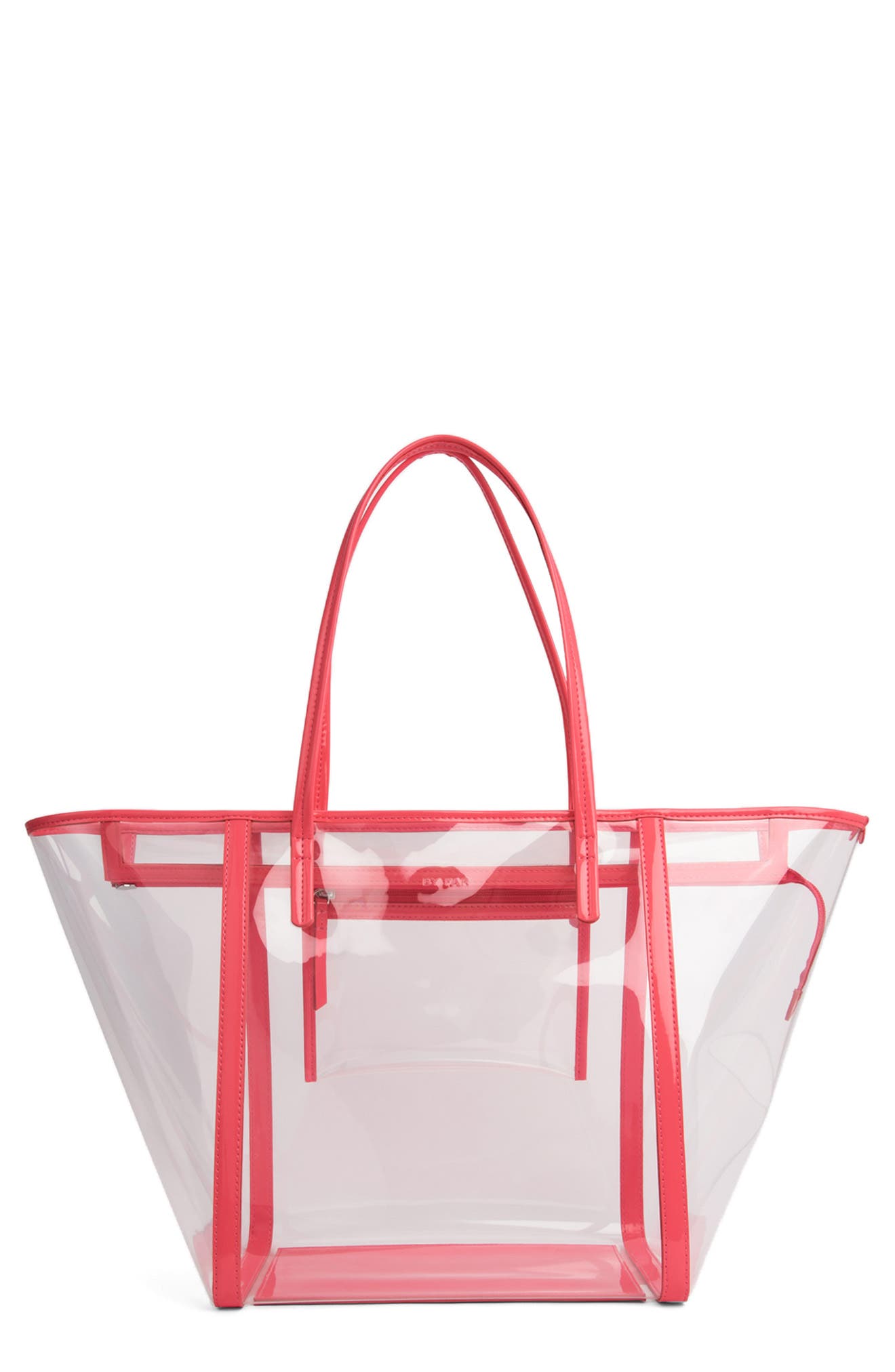 Club Transparent Tote, Main, color, LIPSTICK