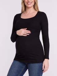 MOTHERHOOD MATERNITY Square Neck Rib Knit Long Sleeve Tee