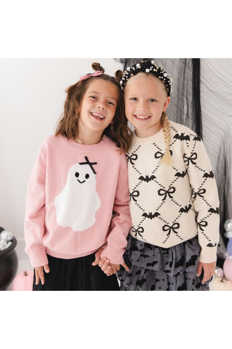 Sweet Ghost Halloween Sweater, Alternate, color, Pink