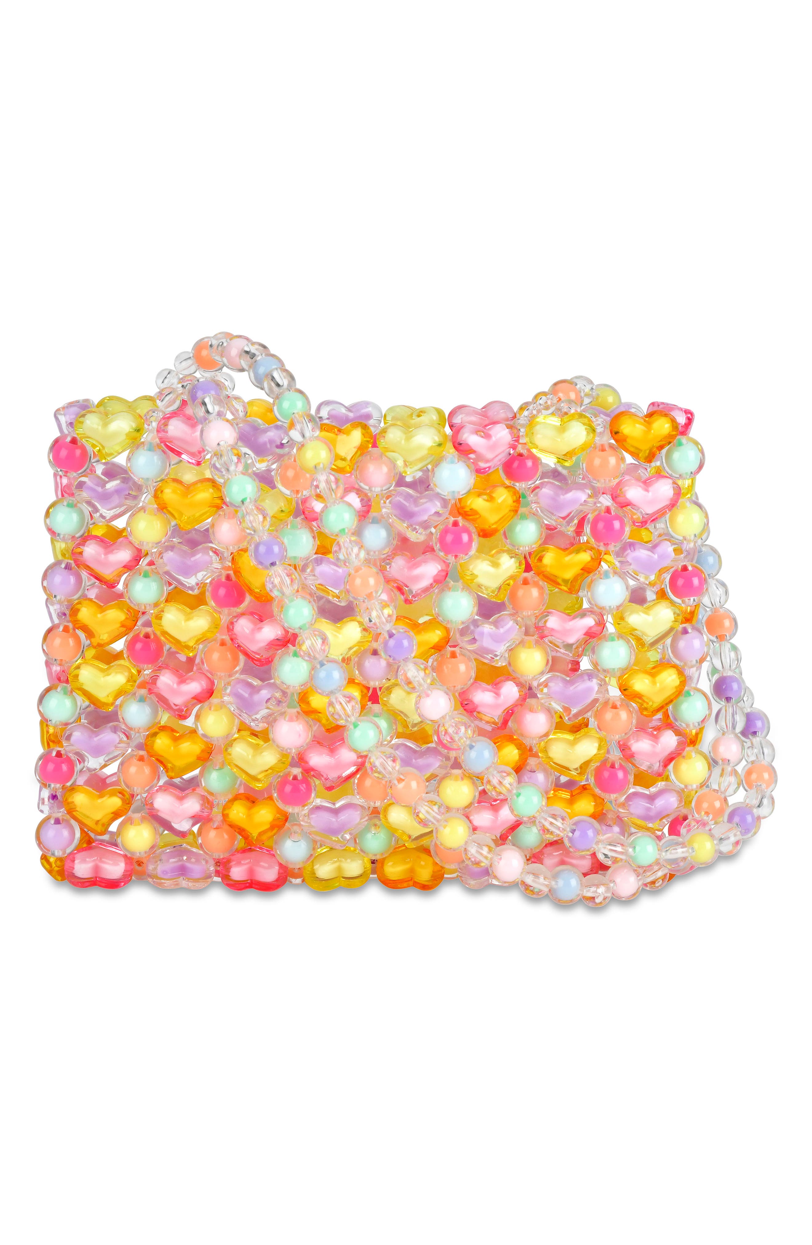 Iscream Kids' Beaded Heart Bag, Alternate, color, Orange Multi
