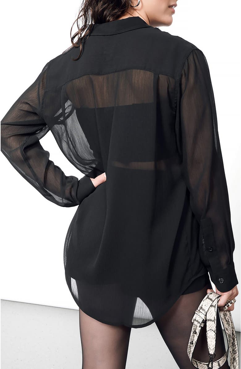 WILDFANG The Empower Long Sleeve Button Up, Alternate, color, Black