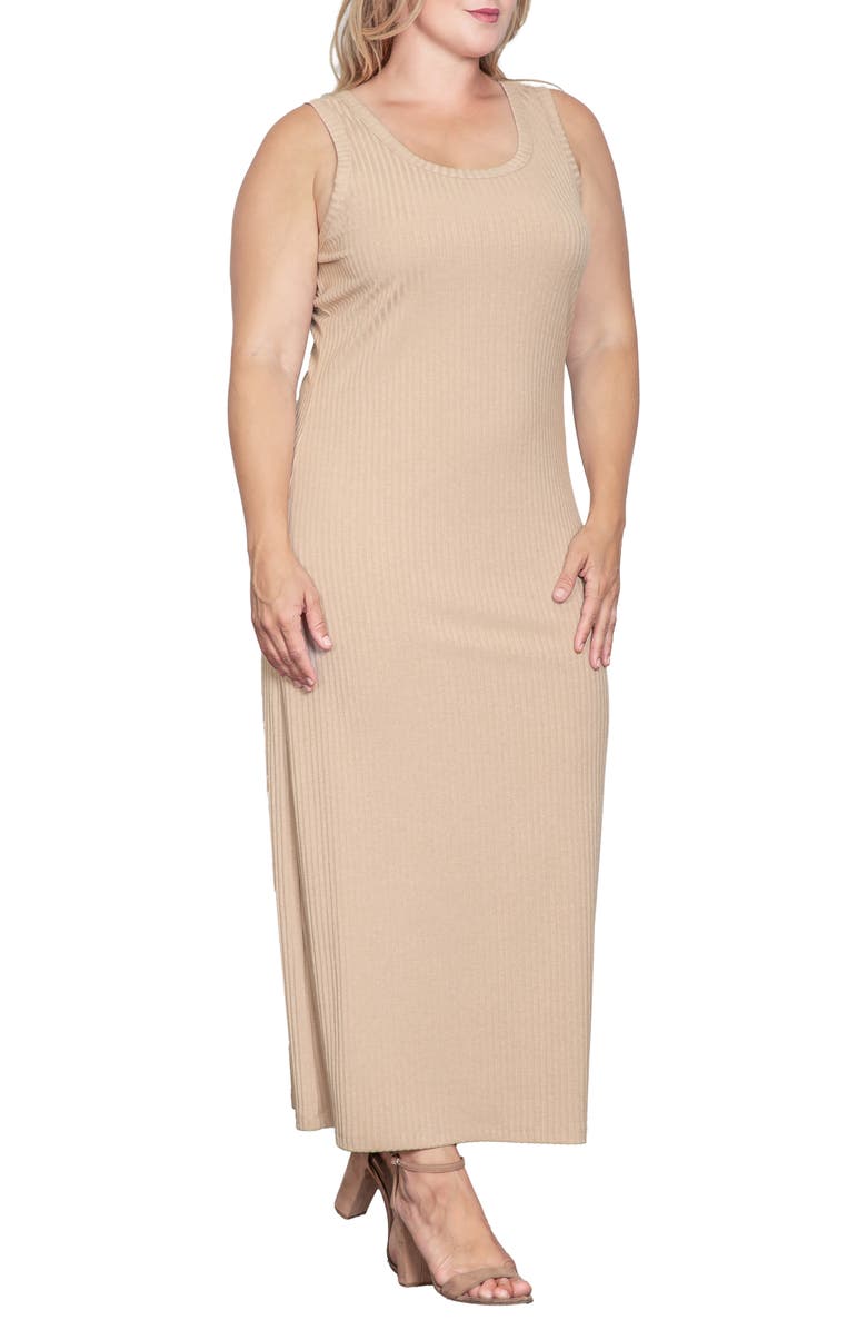 Standards & Practices Sleeveless Rib Maxi Dress, Alternate, color, Wheat