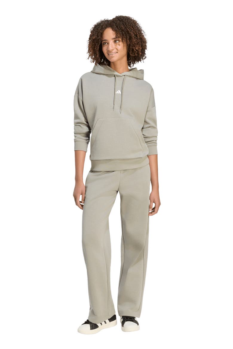 Wide Leg Fleece Joggers, Alternate, color, SILVER PEBBLE/ WHITE