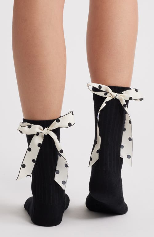 Stems Polka Dot Ribbon Crew Socks In Black