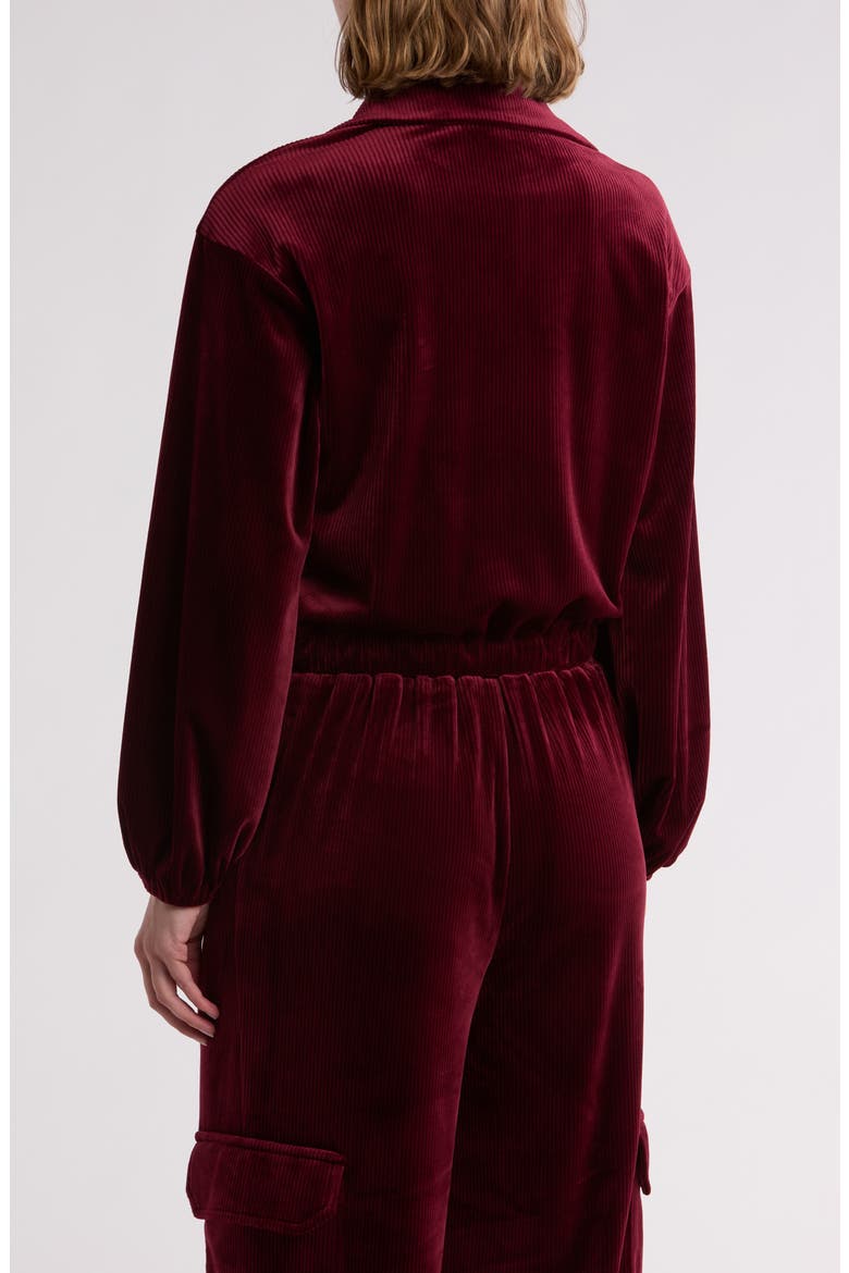 Long Sleeve Drawstring Waist Corduroy Top, Alternate, color, BIKING RED