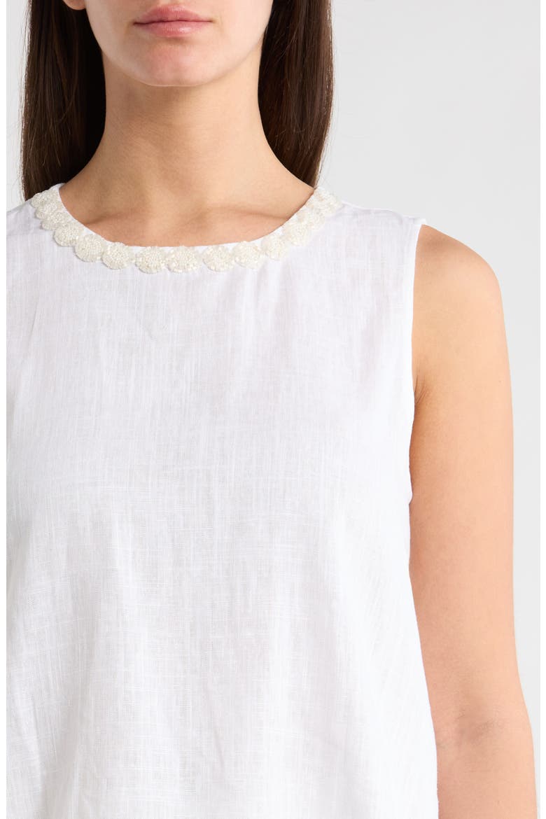 Rosette Neckline Sleeveless Top, Alternate, color, ULTRA WHITE