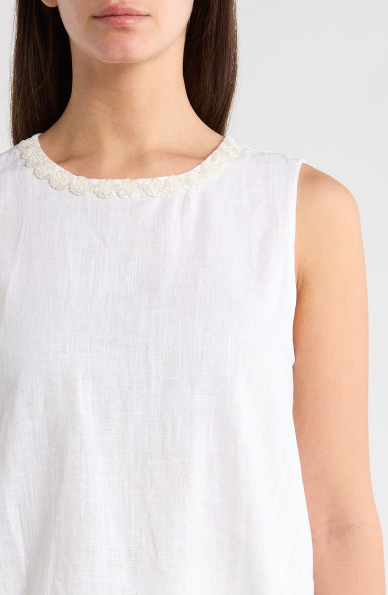 Vince Camuto Rosette Neckline Sleeveless Top, Alternate, color, Ultra White
