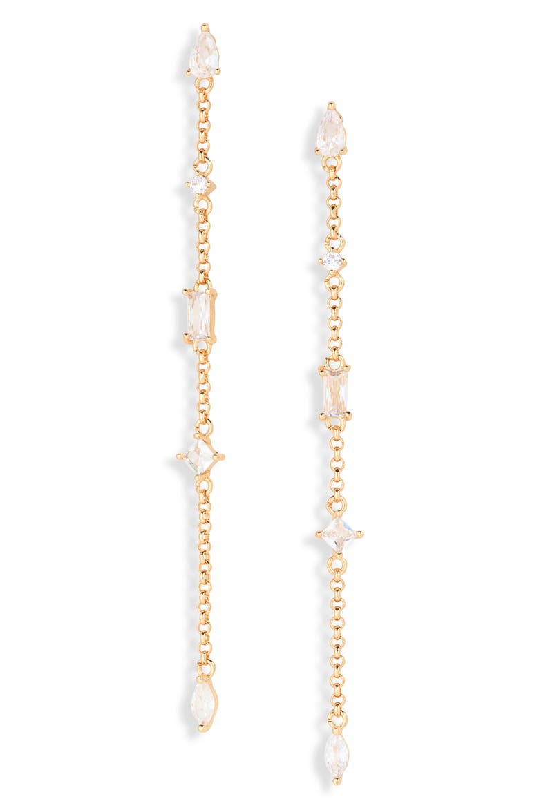 Cubic Zirconia Drop Earrings, Main, color, CLEAR- GOLD