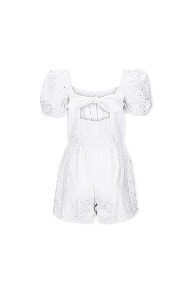 Women's Organic Puff Sleeve Eyelet Romper, Alternate, color, White Circle Grid Eyelet
