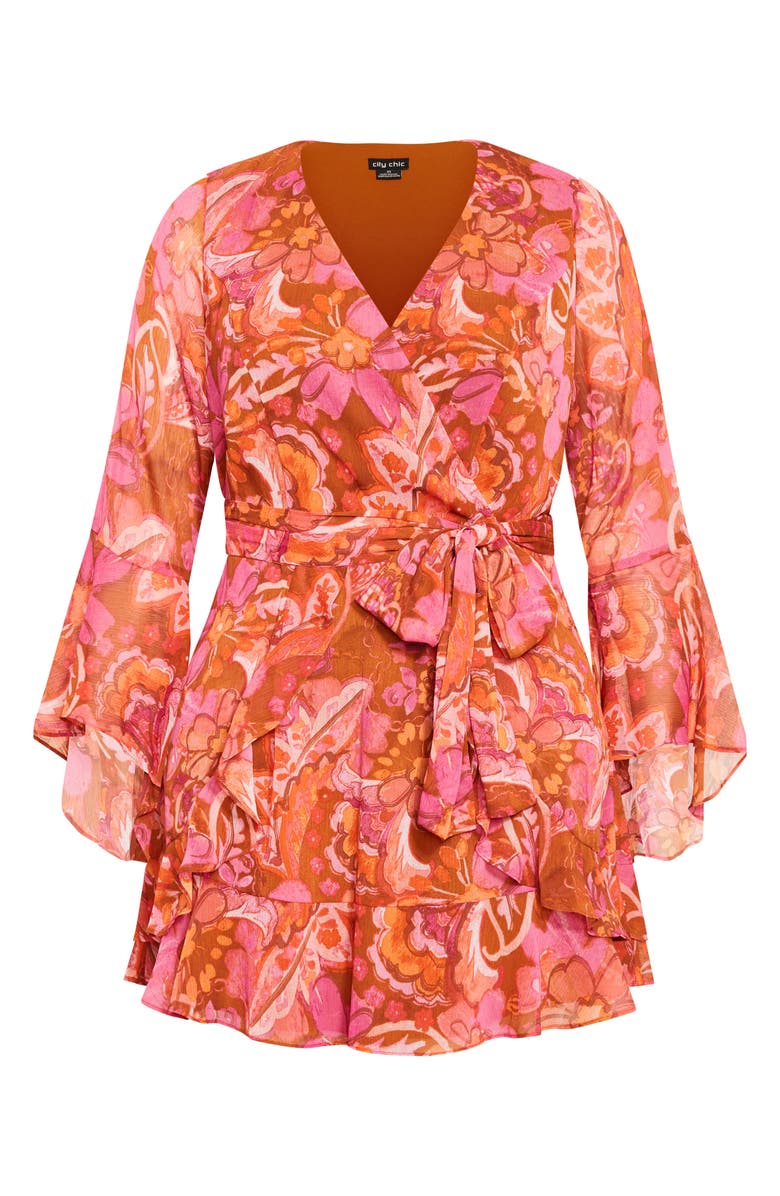 City Chic Lexi Long Sleeve Faux Wrap Dress, Alternate, color, 