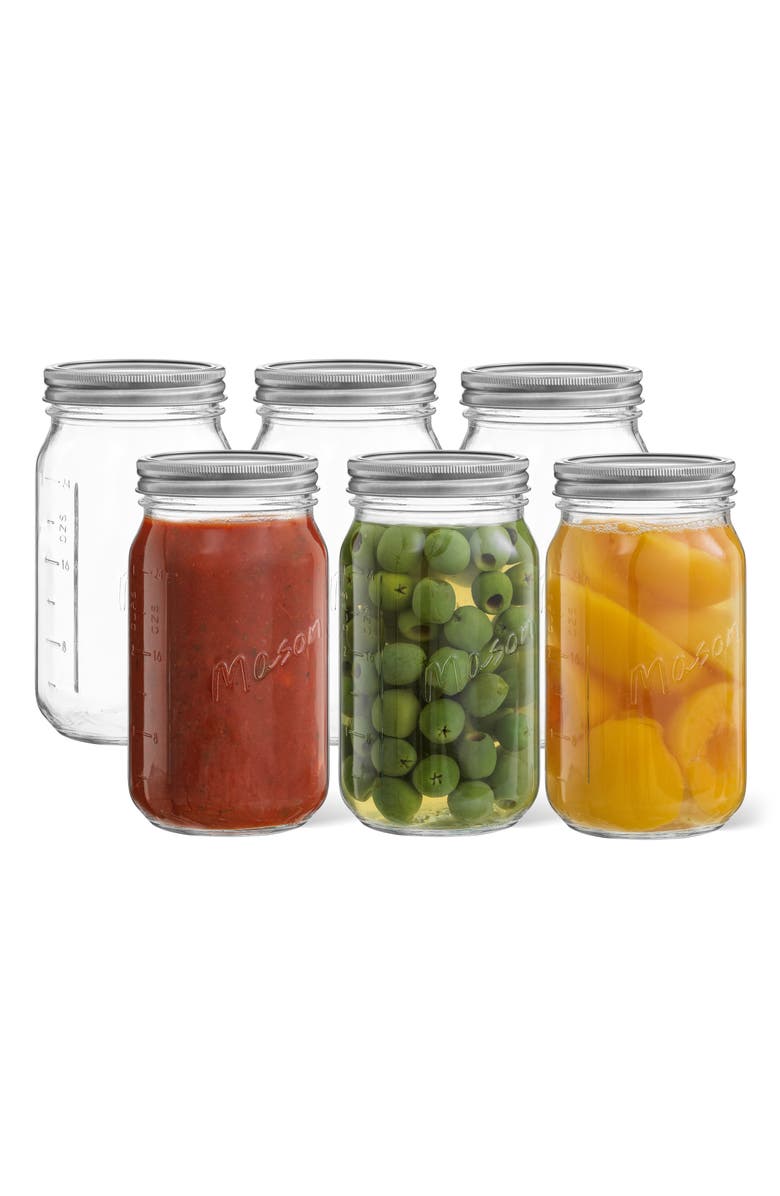 JoyJolt 42-Piece Wide Mouth Mason Jars with Airtight Lids, Alternate, color, Clear/ Silver