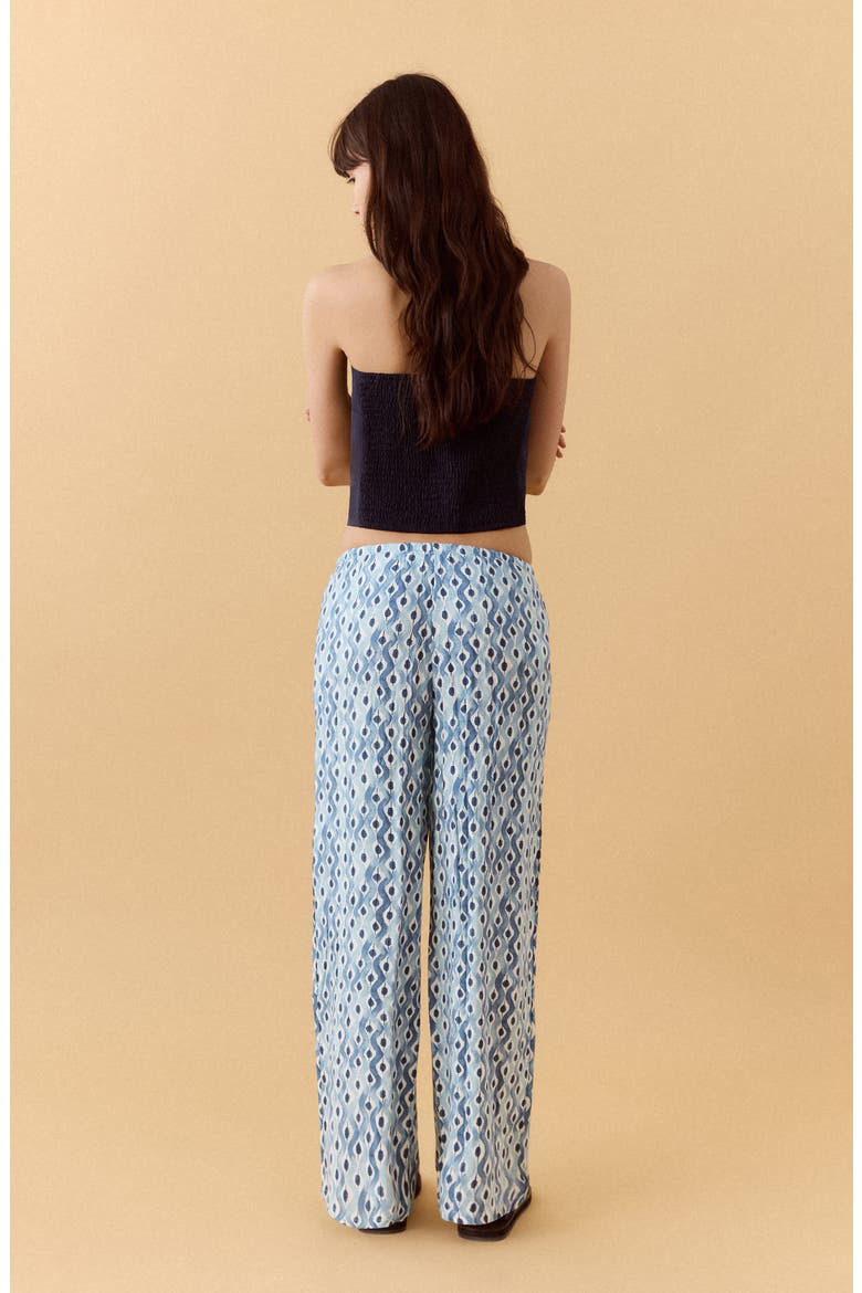 High Waist Abstract Print Pants, Alternate, color, SKY BLUE