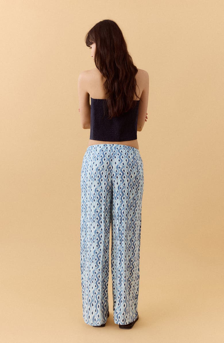 MANGO TEEN High Waist Abstract Print Pants, Alternate, color, Sky Blue