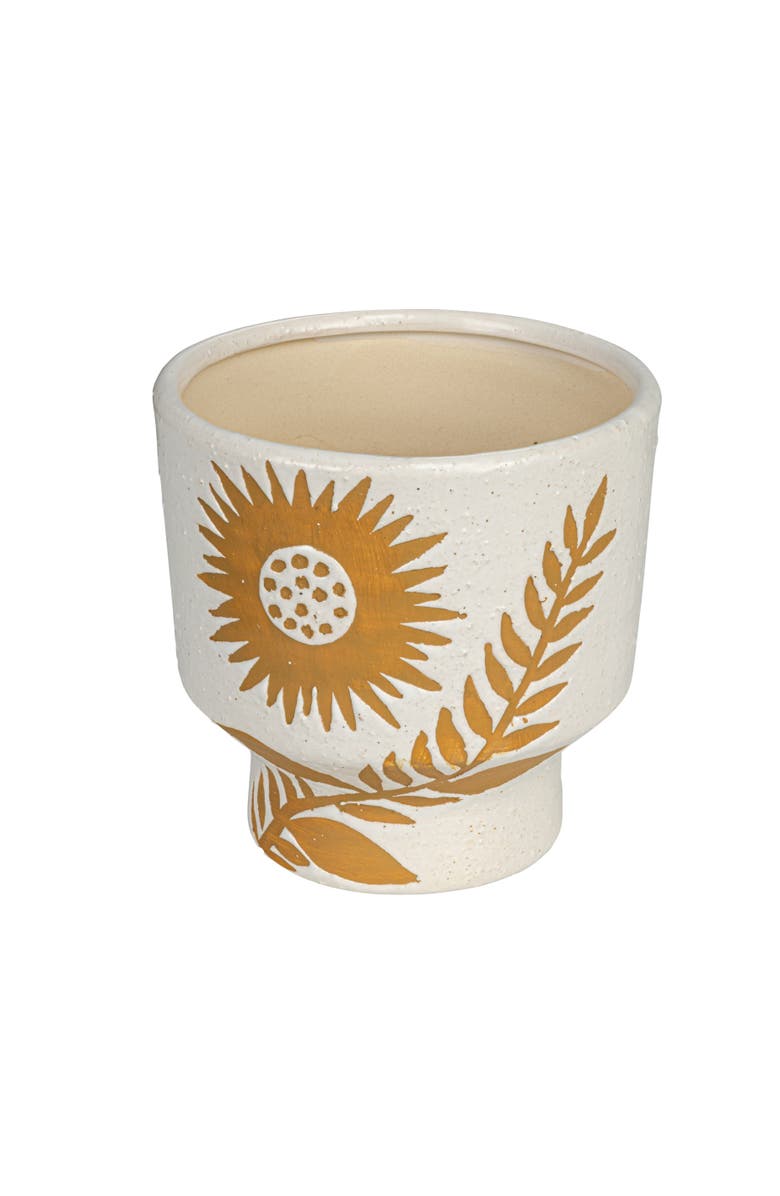 Storied Home Footed Planter with Flower, Main, color, Yellow