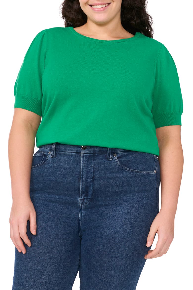 Short Sleeve Cotton Sweater, Main, color, ELECTRIC GREEN
