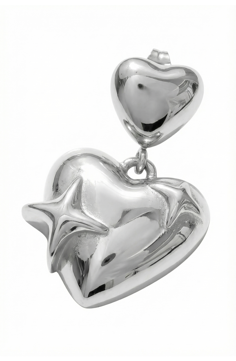 Joey Baby Heart Sculptural Stainless Steel Stud Earrings, Alternate, color, Stainless Steel Silver