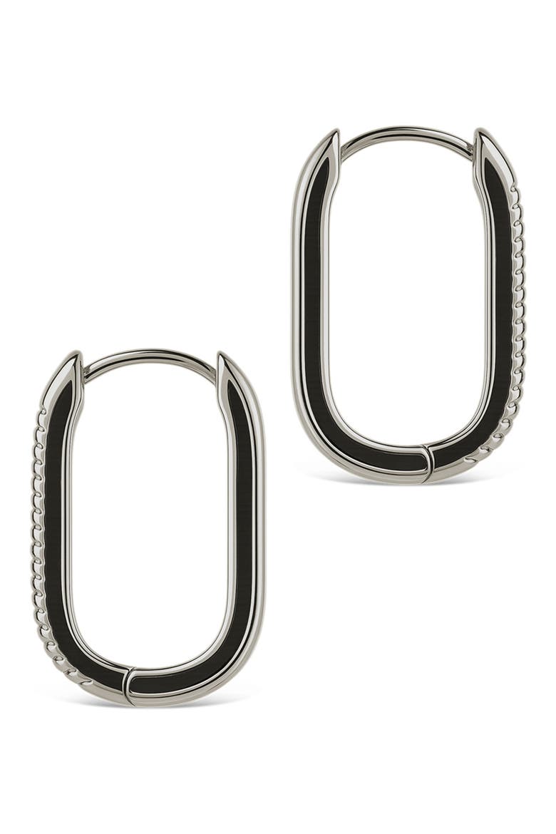 Elia Textured Rectangle Hoop Earrings, Alternate, color, SILVER
