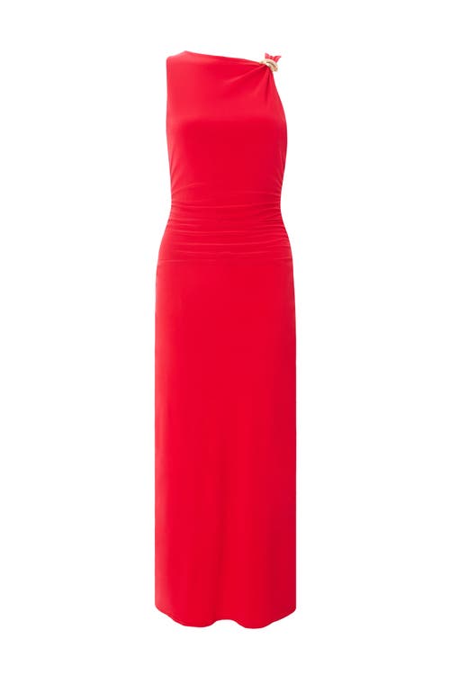 Quiz Ity Ruched Waist Maxi Dress In Red