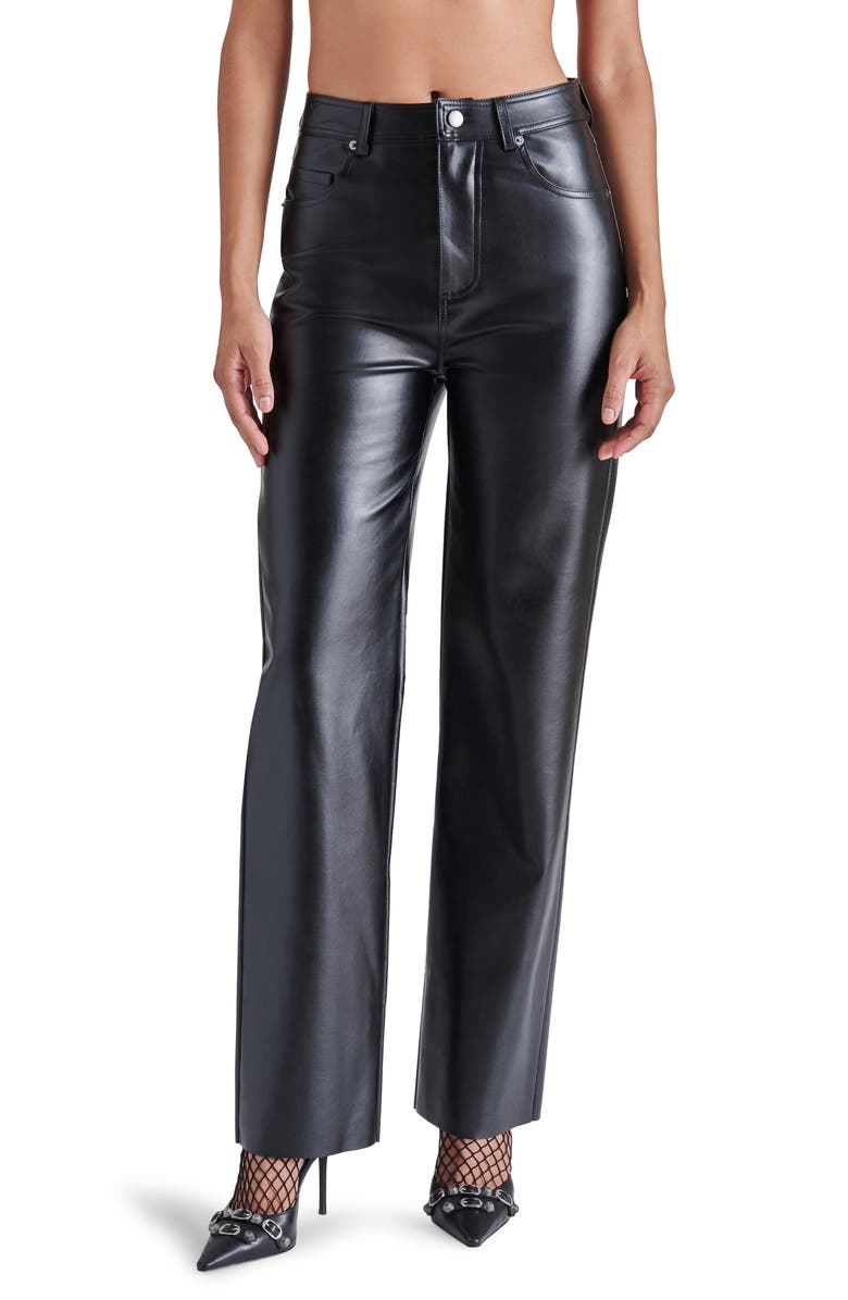Steve Madden Loren Faux Leather Straight Leg Pants, Main, color, 