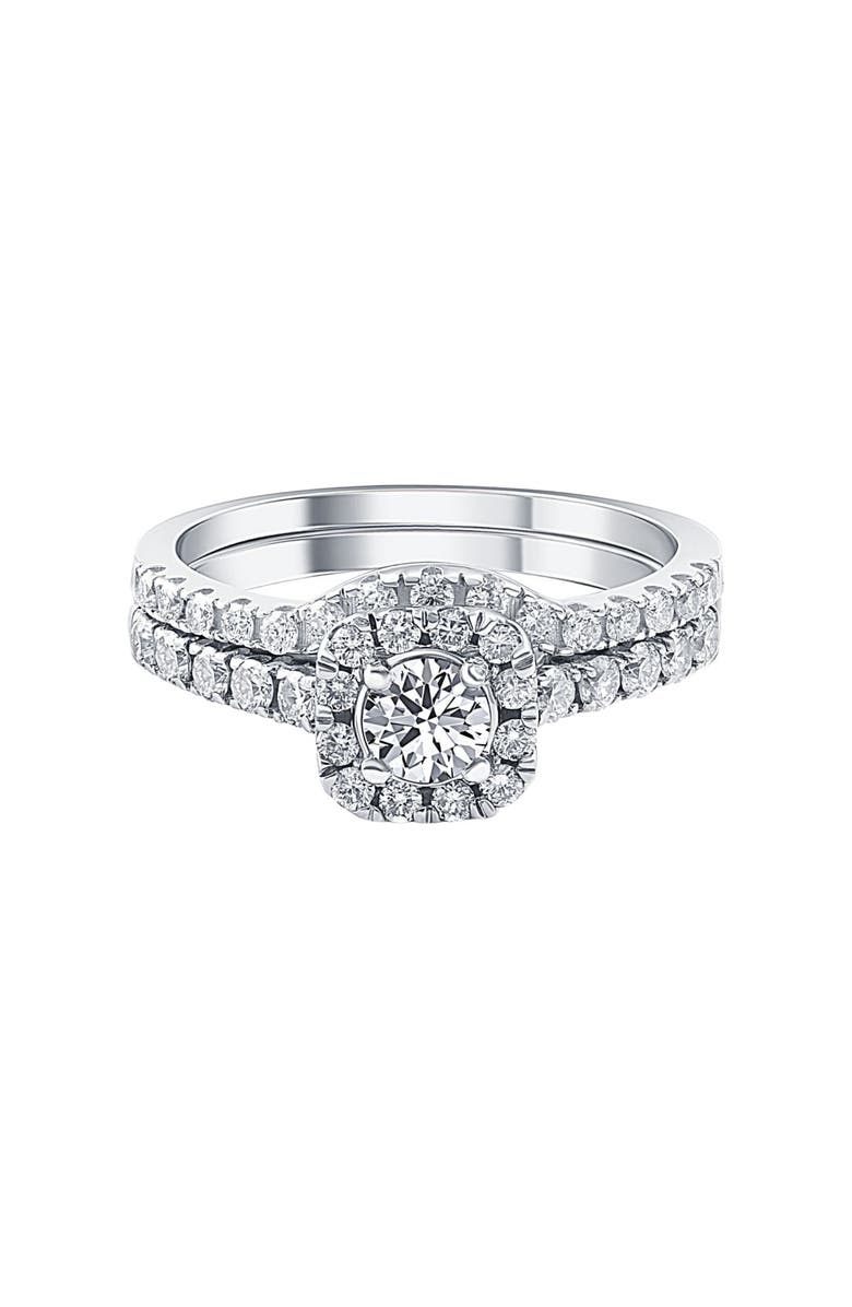 Bliss Diamond 3/4Ct Cushion Halo Diamond Engagement Wedding Ring Set Gold Lab Grown, Alternate, color, 