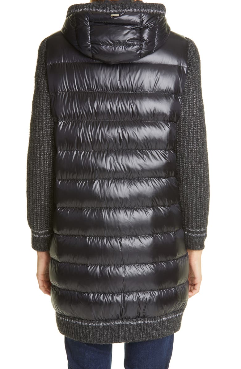 Herno Sweater Sleeve Hooded Down Puffer Coat, Alternate, color, 