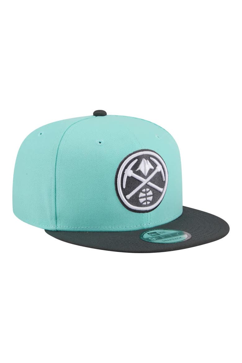 Men's New Era Turquoise/Charcoal Denver Nuggets Color Pack Two-Tone 9FIFTY Snapback Hat, Alternate, color, Turquoise