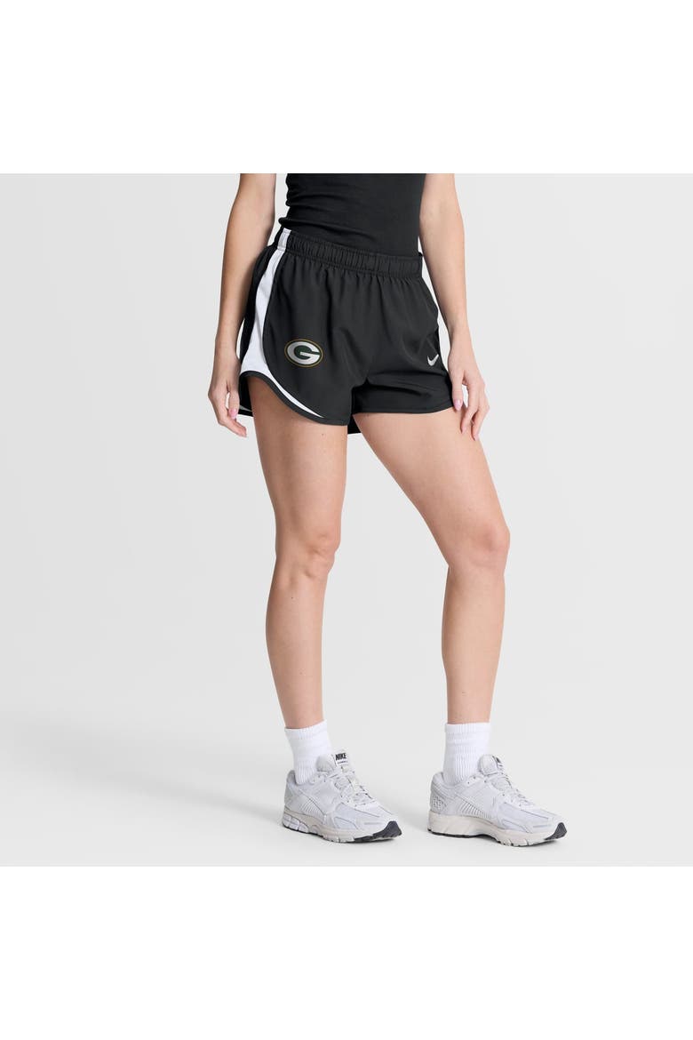 Women's Nike Black Green Bay Packers Tempo Mid-Rise Dri-FIT Shorts, Main, color, Black