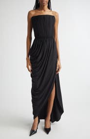 Stella McCartney Strapless Draped Crepe Jersey Gown