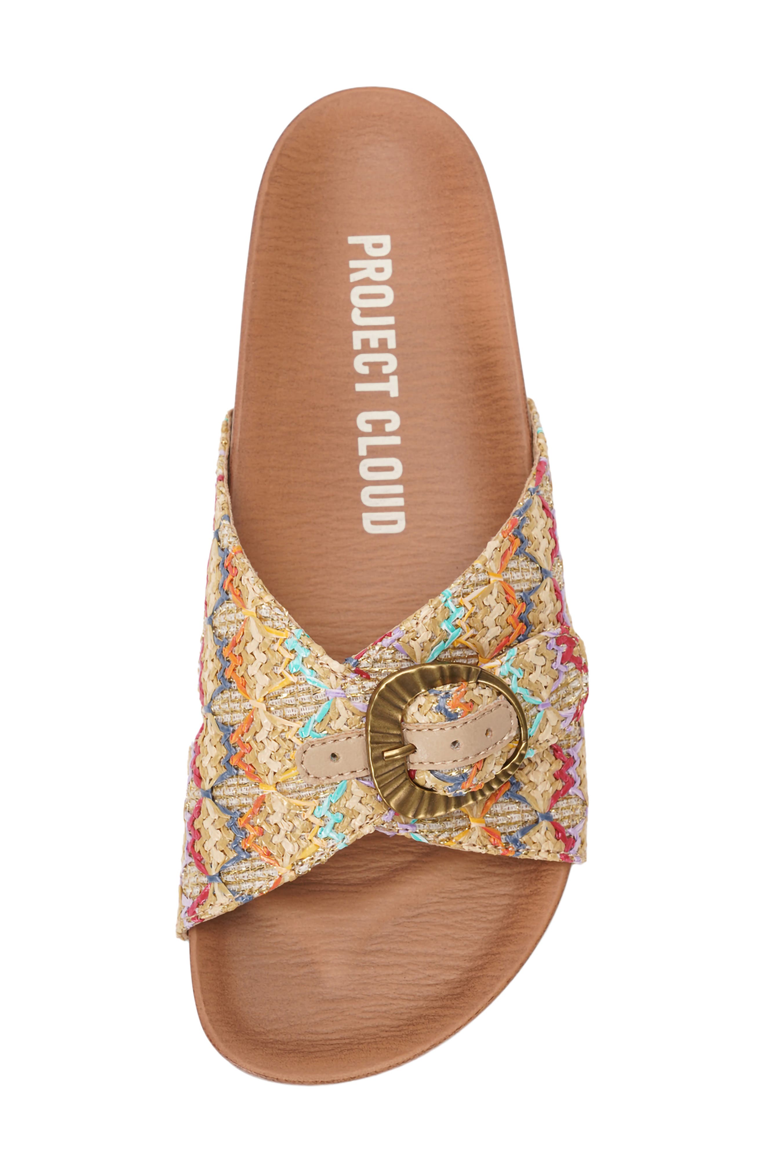 Project Cloud Bubbly Slide Sandal, Alternate, color, Gold Raffia