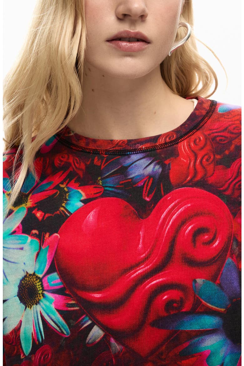Floral Print Sweatshirt, Alternate, color, BLACK BASE/ RED