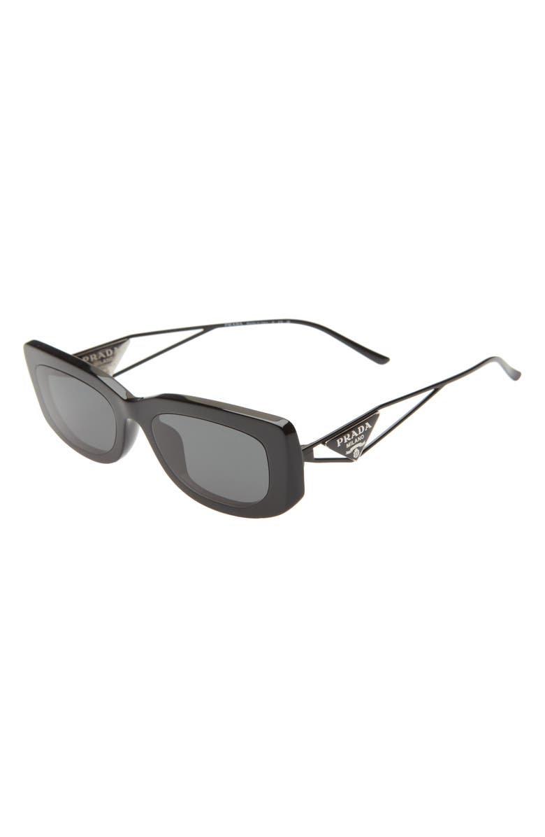 Prada 53mm Rectangular Sunglasses, Alternate, color, Black