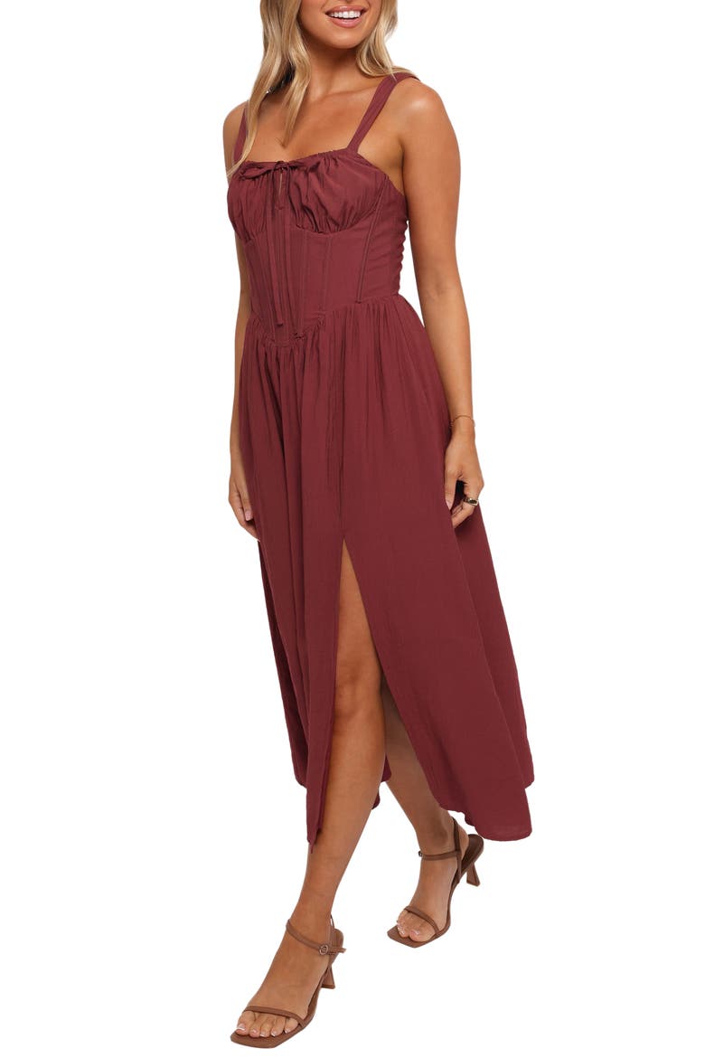 Sofie Corset Midi Dress, Alternate, color, BRICK