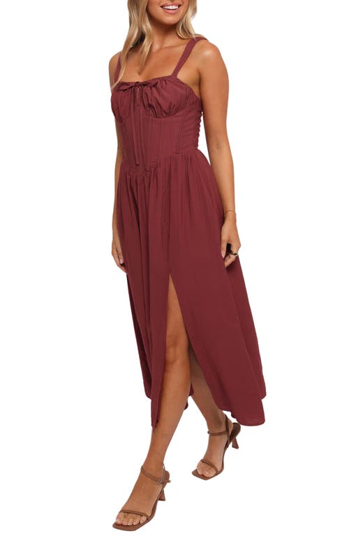 Petal And Pup Petal & Pup Sofie Corset Midi Dress In Burgundy