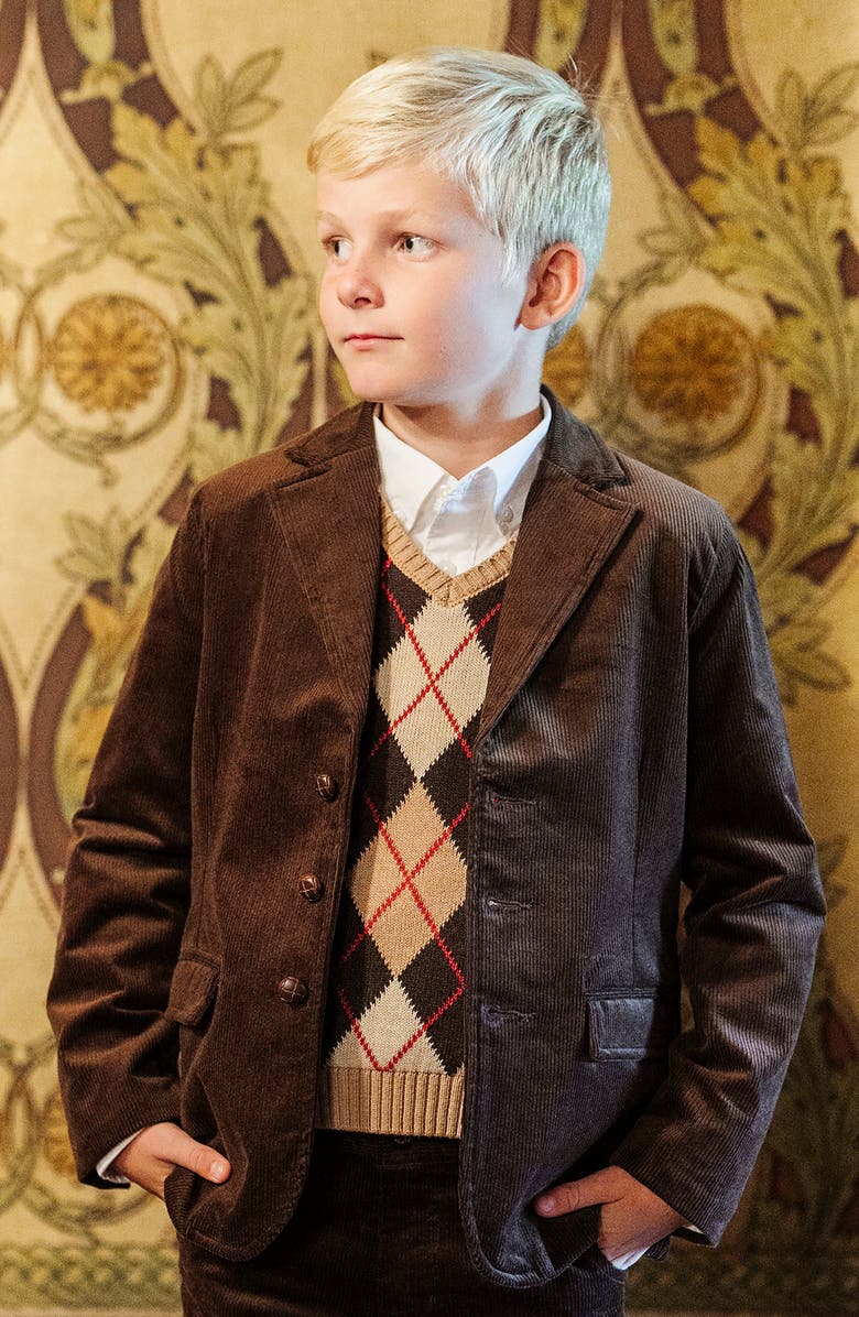 Hope & Henry Organic V-Neck Argyle Sweater Vest, Alternate, color, Fireside Argyle