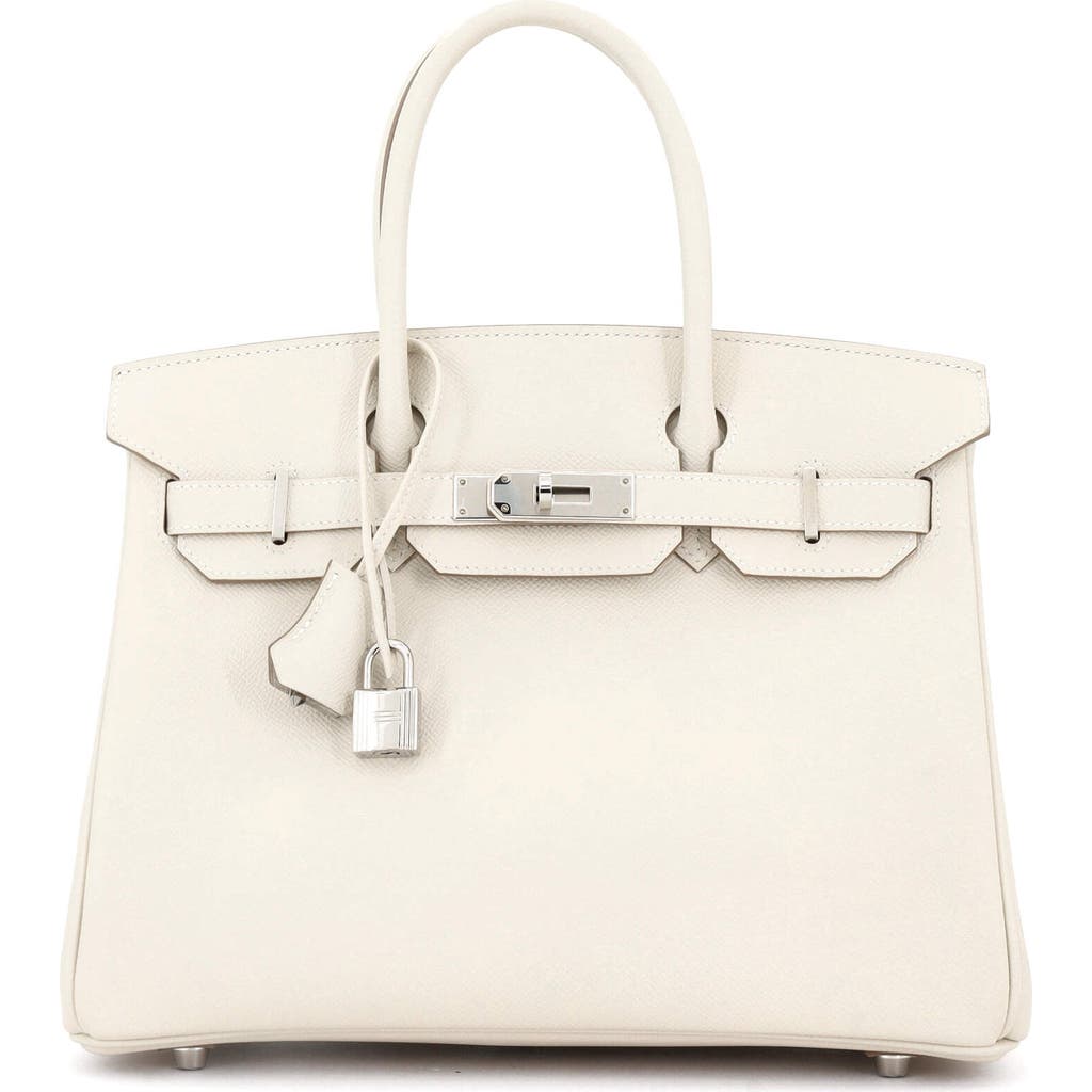 Pre-owned Hermes Hermes Birkin Handbag Light Epsom With Palladium Hardware 30 In White