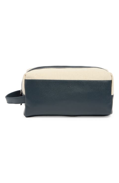 Linen & Faux Leather Dopp Kit