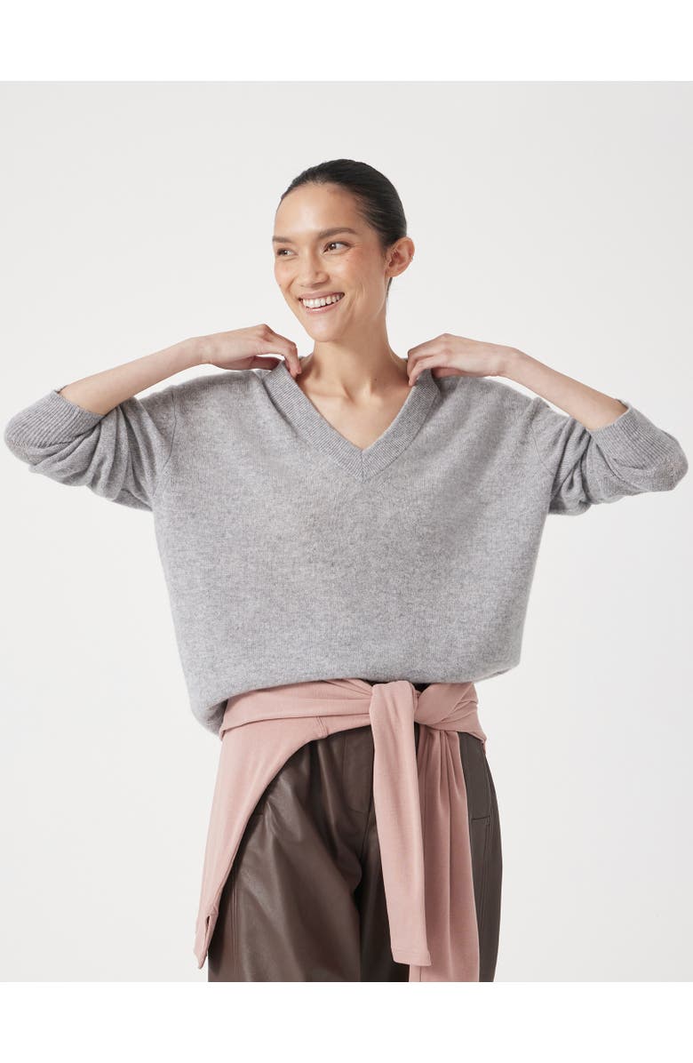 Hush Scarlett Cashmere V Neck Sweater, Main, color, Grey Marl