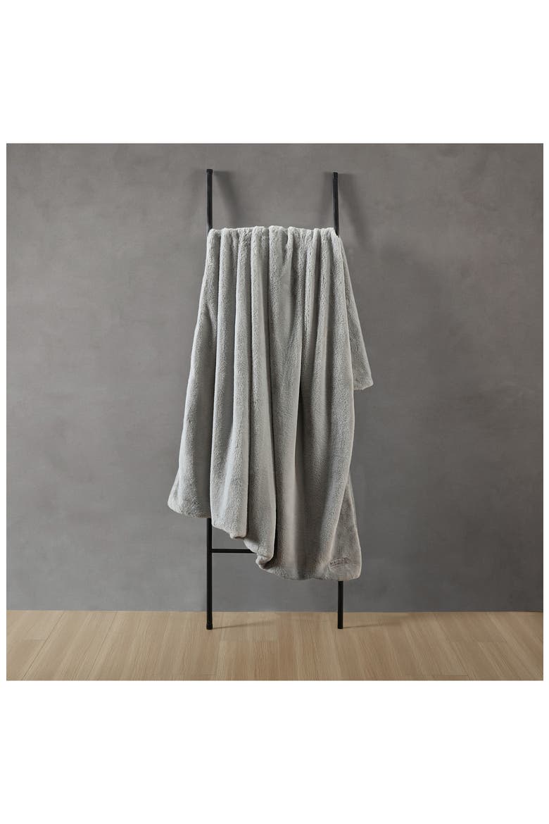 Faux Fur Reversible Throw, Alternate, color, GREY