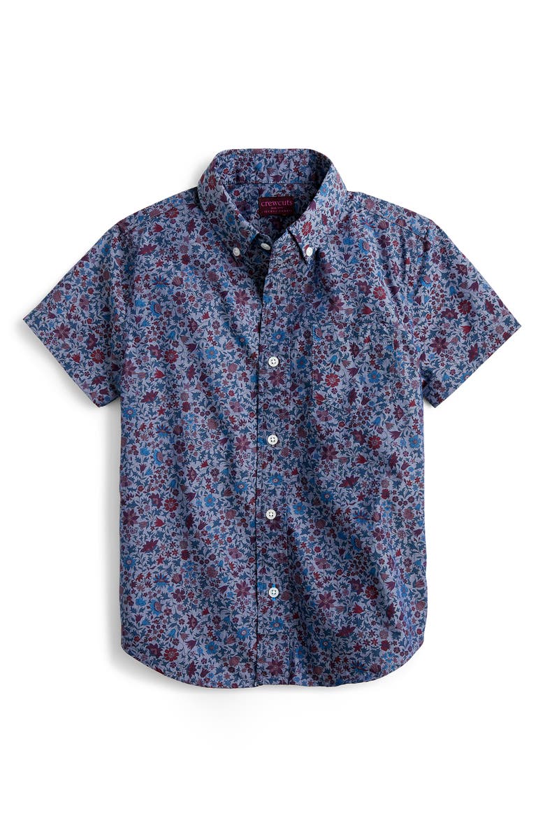 crewcuts by J.Crew Liberty<sup>®</sup> Colombo Short Sleeve Button-Down Shirt, Main, color, 