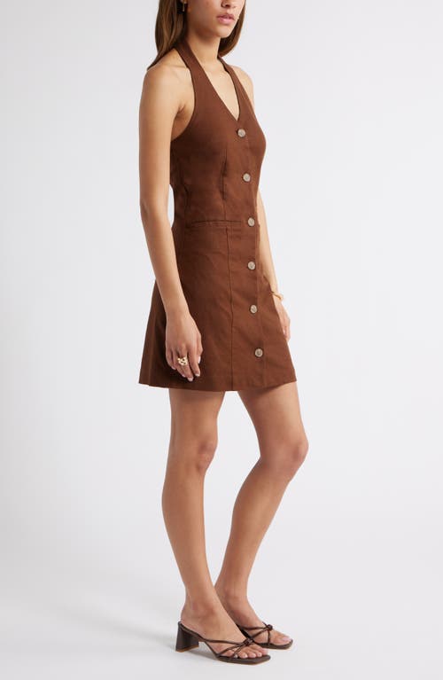 OPEN EDIT OPEN EDIT HALTER LINEN BLEND MINIDRESS 