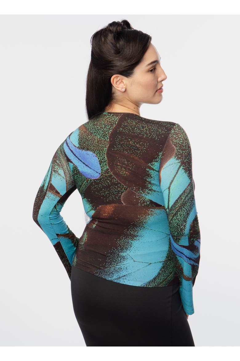 Heidi Butterfly Motif Jersey Long Sleeve Tee, Alternate, color, Blue Swallowtail