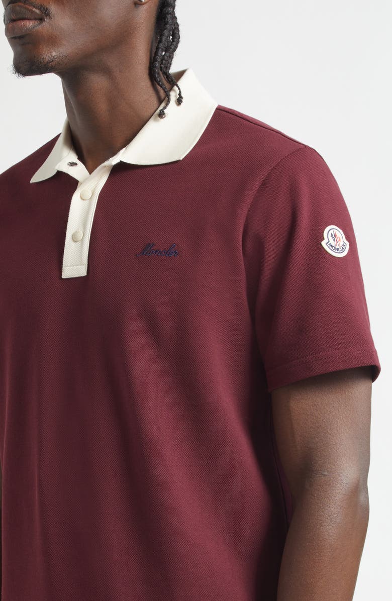 Moncler Logo Patch Cotton Piqué Polo, Alternate, color, Port Royale