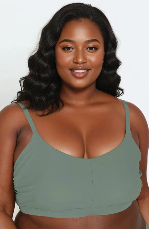Calypsa Plus Size Adjustable Strap Clasp Swim Bra In Green